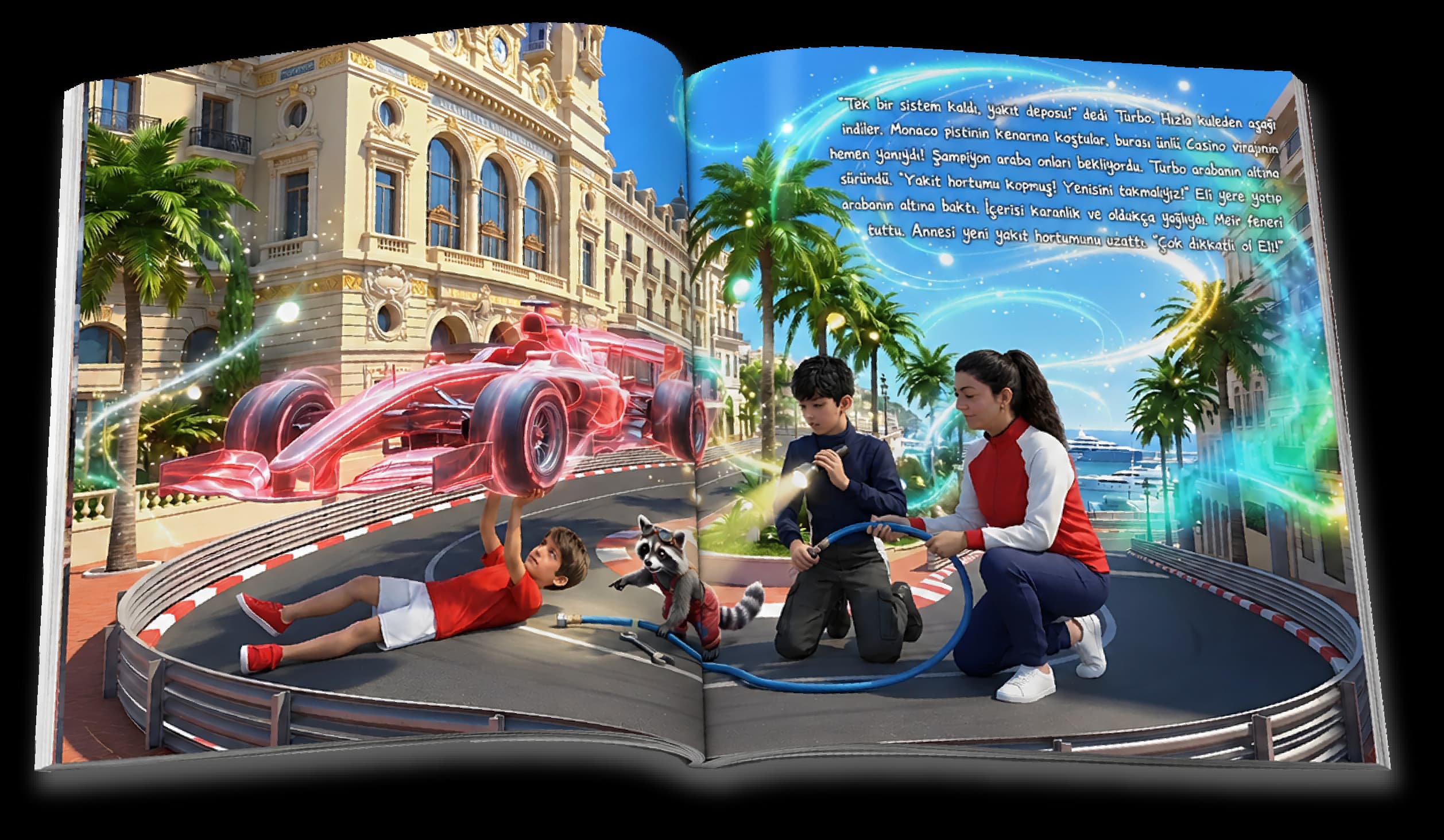 Formula race adventure personalized story book carousel image